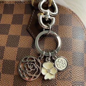 Camellia Silver Flower Keychain bag charm